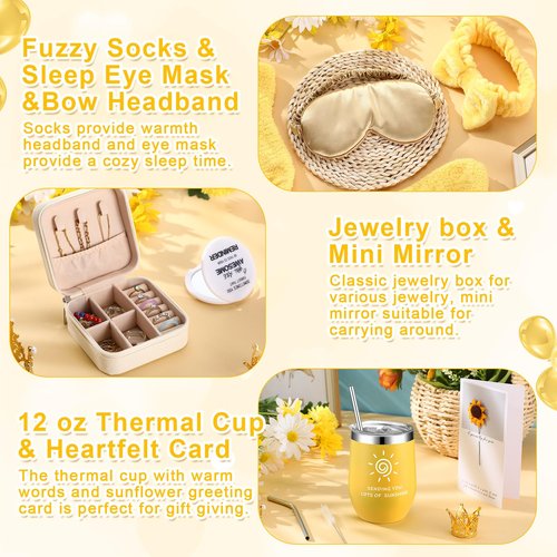 Nuogo 13 Pcs Birthday Gifts for Women Valentine Day Gifts Spa Basket Set for Women Mirrors Socks Steamers Jewelry Case Bath Robe Mom Nurse Girlfriend Wife