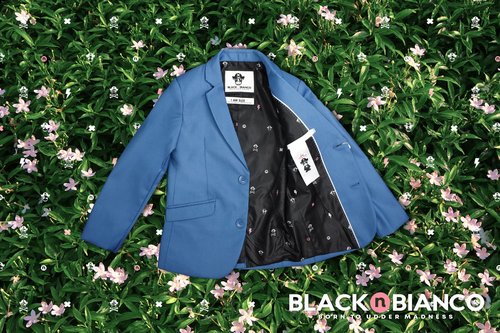 Black n Bianco Boys Slim Fit Suit Rosefia Style Five Piece Set Sophia Mid Blue 8