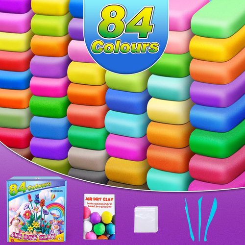 Magic Clay Air Dry Clay - 84 Vibrant Colors, Soft & Ultra Light Modeling Clay Set for Kids Ages 3+