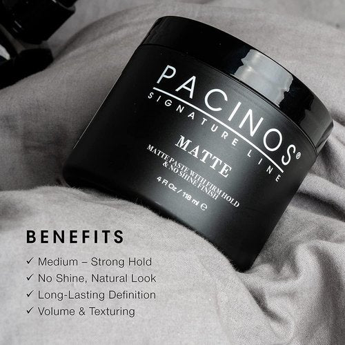 Pacinos Matte Hair Paste - Firm Hold Styling Wax for All Hair Types | Long-Lasting Definition, 4 fl. oz.