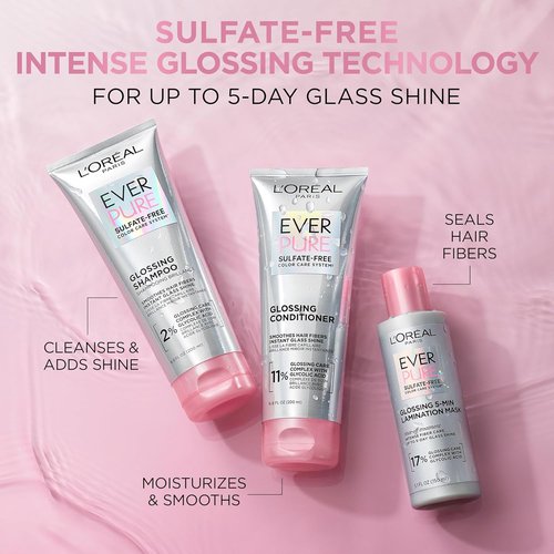 L'Oreal Paris EverPure Glossing Shampoo & Conditioner Set - Sulfate-Free, Glycolic Acid for Shine & Smoothness