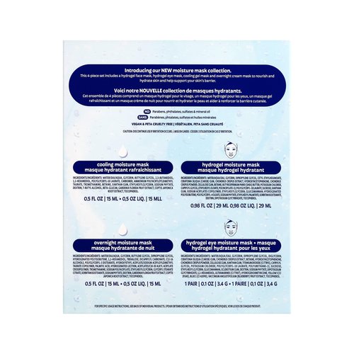 Freeman 4 Piece Hydrating Face Mask Set – Clean Moisture & Glow Sheet Mask Kit With Under Eye Patches, Dermatologist Tested Skincare For Dry or Sensitive Skin, Travel Friendly