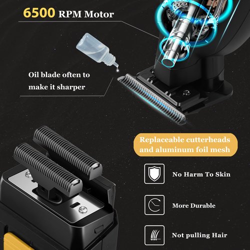KEMEI Professional Hair Trimmer for Men Cordless, Foil Shaver with Replacement Heads & Nets, Zero Gapped Hair Clippers with T Blade, Electric Head Shavers for Bald Men, KM 2299, KM 1102