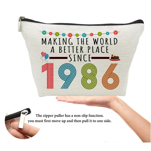 Choinn 40th Birthday Gifts for Women, Funny 40 Year Old Gift Makeup Bag, 1986 40th Birthday Decorations Makeup Bags for Her, Mom, Aunt, Wife, Sister, Coworker, Friend, Mothers Day Cosmetic Travel Bag