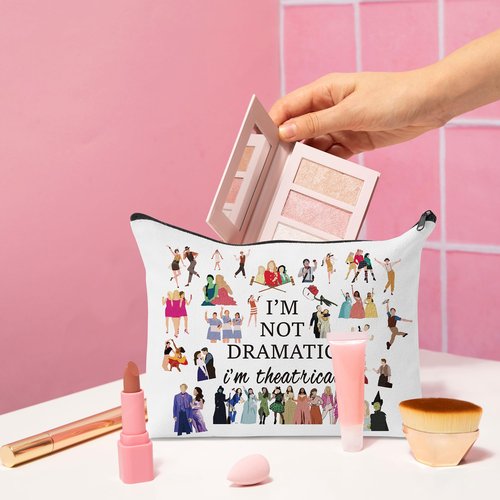 GyovinnJuwanua Broadway Musical Canvas Tote Bag - I’m Not Dramatic I’m Theatrical Gifts Tote Bag and Cosmetic Bag Set, Makeup Zipper Pouch Bag for Women Girls Fans Lovers Gift