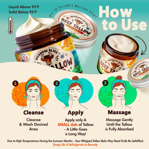 Beef Tallow for Skin - Moisturizer Cream - 100% Grass Fed - Whipped Beef Tallow - Organic Jojoba Oil - Organic Shea Butter - Supports Eczema, Rosacea+ - Made in USA - Citrus Breeze - 2 oz