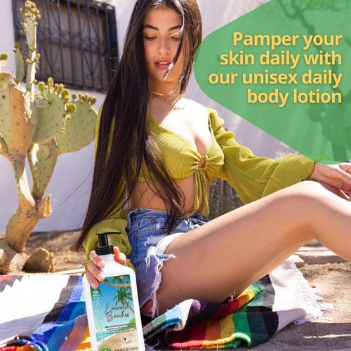 Elegant Sun Emerald Beaches Daily Moisturizer Tan Extender, After Sun Lotion Tanning Bed Lotion, Aloe Vera base, Hypoallergenic, Sensitive Skin Lotion for Men or Women, Unisex Fresh Scent
