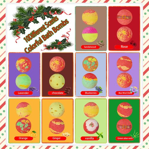 20-Pack Bath Balls with Surprises, Twenty Christmas Toys Inside, Natural Handmade Bubble Ball Set