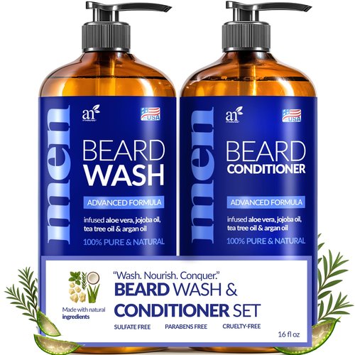 Artnaturals Beard Shampoo and Conditioner Set - Softens, Strengthens and Smooths Mustache and Beard Hair - All Skin and Hair Types