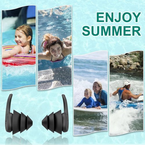 Skiennix Swimming Ear Plugs - Waterproof Reusable Silicone for Adults & Teens | 3 Pairs for Surfing, Snorkeling & Showering