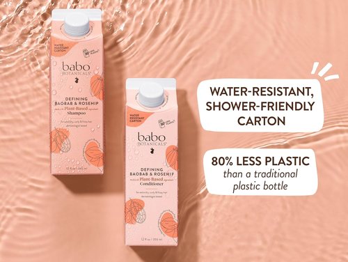 Babo Botanicals Defining Baobab & Rosehip Shampoo | Conditioner Bundle for Extra Dry Curly Hair - Smooth & Define with Passion Fruit Ferment