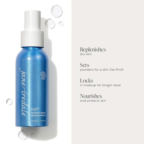 Jane Iredale D2O Hydration Spray - Natural Moisture-Locking Facial Mist for Dry Skin | Vegan & Gluten-Free