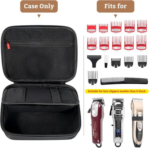 ProCase Hard Travel Case - Hair Clippers & Barber Supplies Organizer - Black Storage Bag for Wahl, Andis & Hatteker Kits