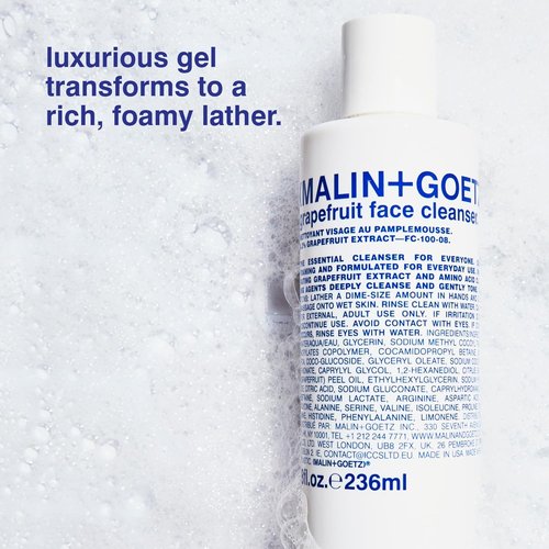 MALIN+GOETZ Grapefruit Face Cleanser - Gentle 3-in-1 Foaming Gel with Vitamin-Rich Grapefruit | Purifies + Brightens | Vegan (8 Fl Oz)