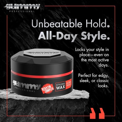 Skiennix Gummy Hair Styling Wax for Men - Ultra Hold Water-Based Pomade - 150ml with Provitamin B5 & Keratin