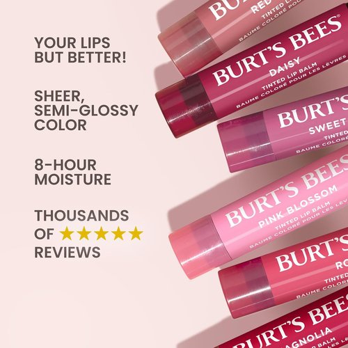 Burt's Bees Lip Tint Balm - Long-Lasting Hydrating Formula with Shea Butter | Fiery Red Dahlia (2-Pack)