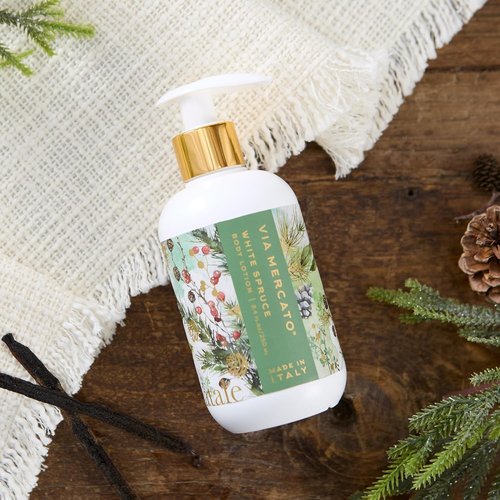 Via Mercato Natale Body Lotion - Moisturizing Non-Greasy Formula | 8.4 Fl Oz, White Spruce Scent