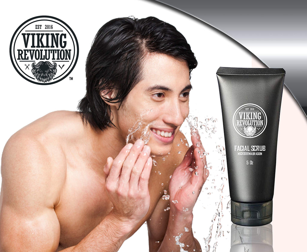 Viking Revolution Microdermabrasion Face Scrub for Men - Facial Cleanser for Skin Exfoliating, Deep Cleansing, Removing Blackheads, Acne, Ingrown Hairs - Men's Face Scrub for Pre-Shave (1 Pack)
