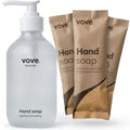 Vove Hand Soap Starter Set with Refillable Light Glass Pump Bottle & 3 Refills, Mandarin Geranium & Cedarwood, Powder-to-Gel with Aloe Vera & Cactus Extract, Plant-Based Formula, Plastic-Free