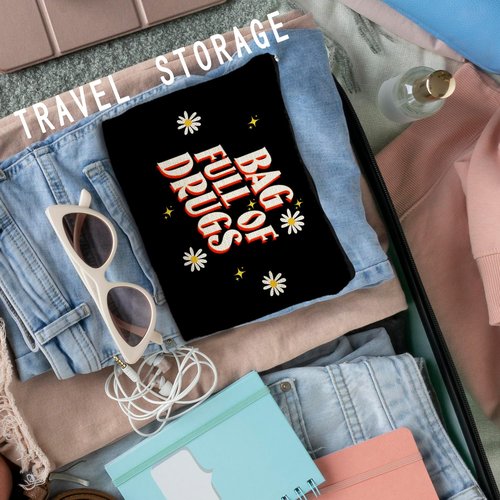 RYYCDOI Full of Drugs Funny Makeup Bag for Women, Funny Gifts for Women, Funny Gifts for Patients, Medicine Pill Drugs Cosmetic Bag Makeup Pouch for Traveling