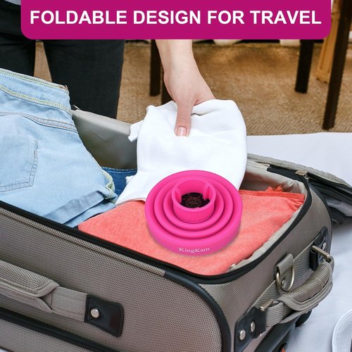 Collapsible Silicone Hair Dryer Diffuser - Travel-Friendly & Space-Saving - Fits Most Dryers (1.575-1.968 Inch Nozzle) - Pink
