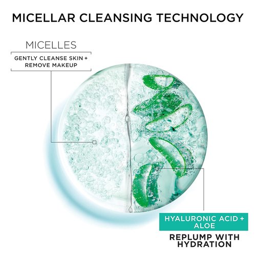 Garnier Micellar Water - Hydrating Facial Cleanser & Makeup Remover with Hyaluronic Acid | 13.5 Fl Oz (400mL), 2 Count