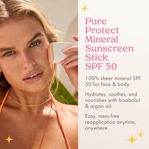 Kopari PURE PROTECT SPF 50+ Mineral Sunscreen Stick - Hydrating Clear Zinc Oxide Formula, Ultra-Portable