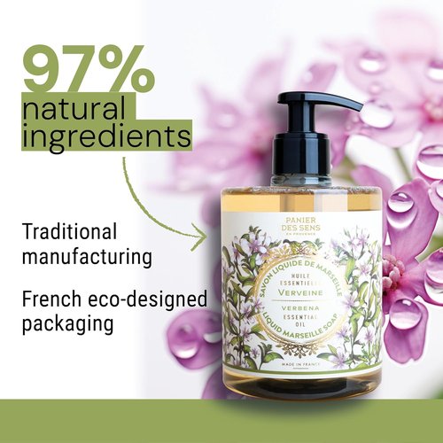 Panier des Sens - Fresh Verbena Hand Soap - Moisturizing & Refillable - 97% Natural Ingredients - 16.9 Fl Oz