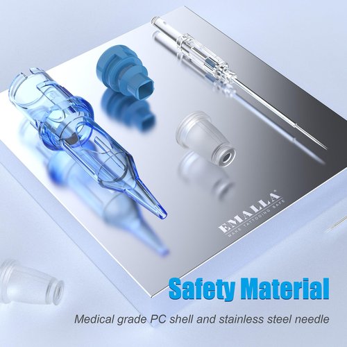 Emalla ELIOT Tattoo Cartridge Needles, 20Pcs Premium Tattoo Needles #10 Standard Round Liner Tattoo Cartridges 1003RLL Tattoo Needles Diameter 0.30mm Long Taper 5.0mm for Machine Tattoo Supplies