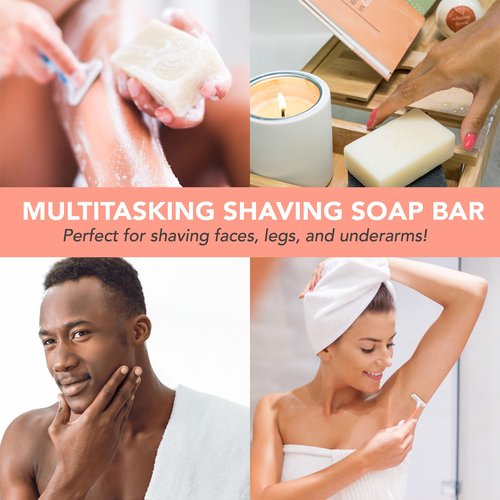 Bar Soap for Shaving - USA Made with Organic & Natural Ingredients, Shave Bar for Women, Vegan Soap with Shea Butter & Coconut Oil, Provides Rich Lather and Reduces Ingrown Hair & Razor Bumps