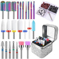 100Pcs Nail Drill Bits Set with Storage Box – 25Pcs Tungsten Carbide & Ceramic & Cuticle Professional Bits + 75Pcs Small Sanding Bands (80/120/180 Grit) Manicure & Pedicure Tools Kit Gift for Women