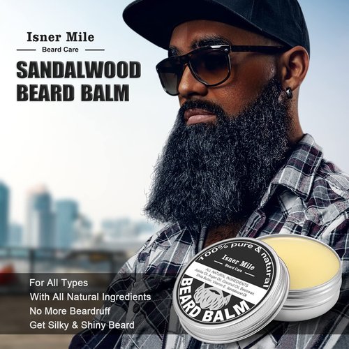 Isner Mile Beard Grooming Kit for Men Care: with Beard Wash - Oil - Balm - Brush - Comb & Straight Razor, Mens Birthday Christmas Stocking Stuffers Valentines Day Gifts for Him Boyfriend Dad Husband
