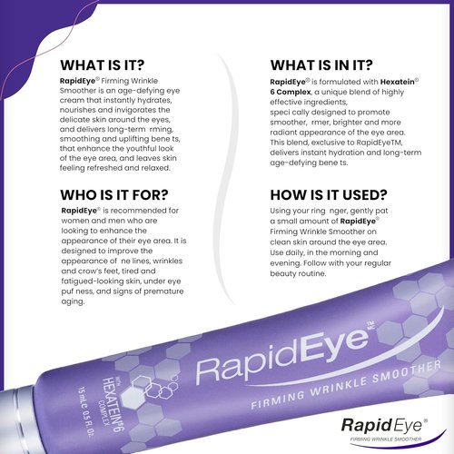 RapidEye Firming Wrinkle Smoother - Anti-Aging Eye Cream with Retinol & Caffeine - 0.5 fl oz for Puffiness & Fine Lines