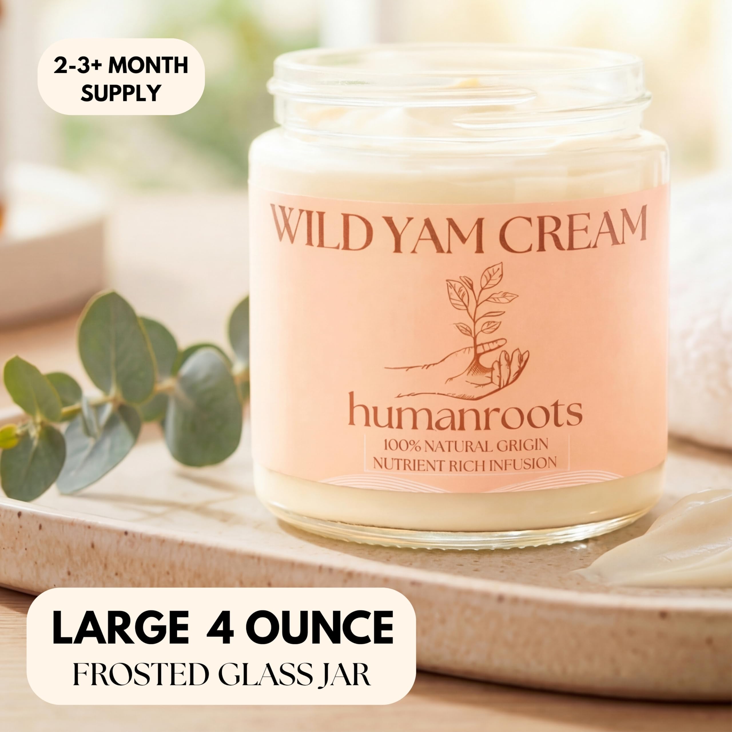 Wild Yam Cream - Menopause and PMS Support for Women, 4 oz (Unscented/Herb-Infused), Organic Wild Yam Cream for Balance - Made with Chaste Tree Berry and Red Clover