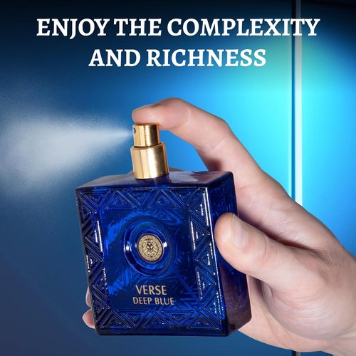 NovoGlow Verse Deep Blue Eau de Parfum Spray for Men | Casual Daily Cologne - 3.4 Oz Bottle, Perfect Gift for Any Occasion