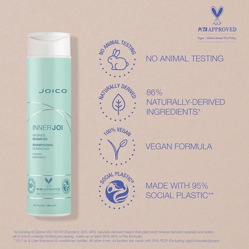 Joico InnerJoi Hydration Shampoo & Conditioner Set - Sulfate & Paraben Free | Vegan Formula for Dry Hair | 10.1 Fl Oz