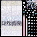 Pearls and Resin Rhinestones for Crafting, 28 Grids White Bedazzling Gems Kit 3/4/6/8mm Half Pearls, 3/4/5/6mm Jelly Resin Rhinestones for Nails Face Eyes Makeup Crafts