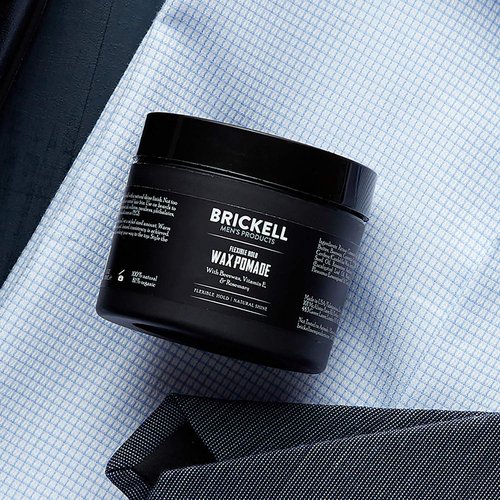 Brickell Men's Products Flexible Hold Wax Pomade - Natural & Organic Hair Styling | 2 Ounce, Irritation-Free Shine
