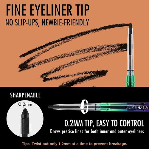 BEPHOLAN Waterproof Gel Eyeliner Pencil - Long-Lasting, Smudge-Proof Eye Liner for Women | Black