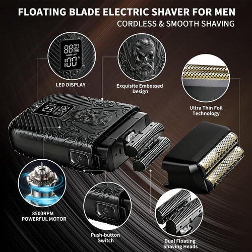 BESTBOMG Professional Cordless Mens Hair Clippers & Beard Trimmer and Electric Shavers Kits & Sets,Metal Hair Clippers Cutting Grooming Kit with Long Battery Life for Family Barber Use (Black)