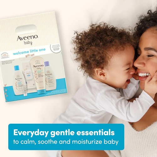 Aveeno Baby Gift Set - Nourishing Skincare Essentials with Body Wash, Shampoo, Lotion & Wipes | 5 Items