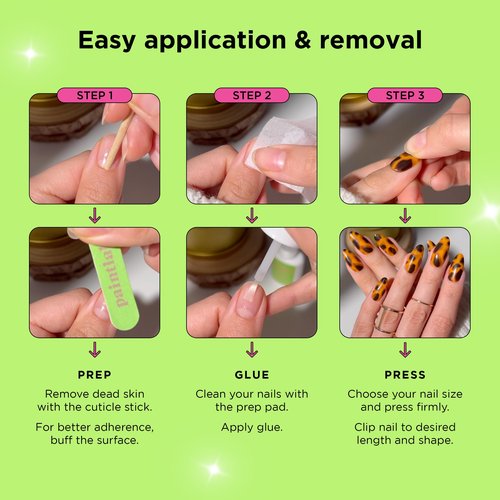 PaintLab Press On Nails Kit for Women – Scarlet Swirl Almond Fake Nails, 30 Nails in 15 Sizes with Glue, Reusable Salon Quality Press On Nails