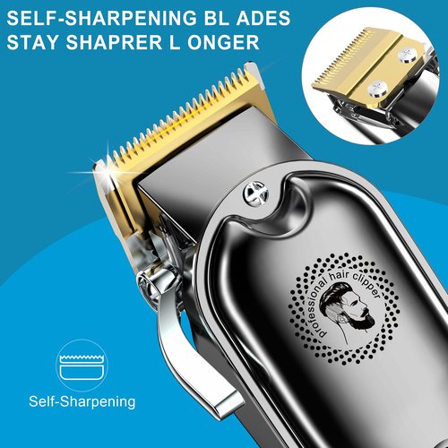 Hatteker Hair Clipper Cordless Barber Clipper T-Blade Beard & Nose Trimmer Grooming Kit Professional IPX7 Waterproof