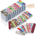Brillantreal 100-Pack Mini Nail Files 180 Grit - Double Sided Disposable Emery Boards for Natural Nails, Manicure Set