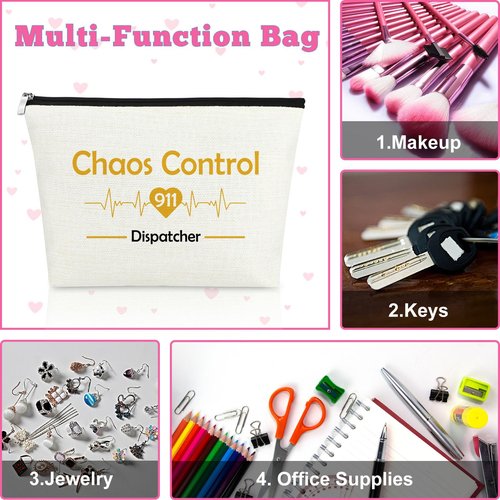 911 Dispatch Makeup Bag Dispatcher Gift Chaos Control 911 Dispatch Cosmetic Bag Thank You Gift for 911 Dispatcher 911 Operator Emergency Dispatcher Gift Birthday Gift for Dispatcher Travel Pouch