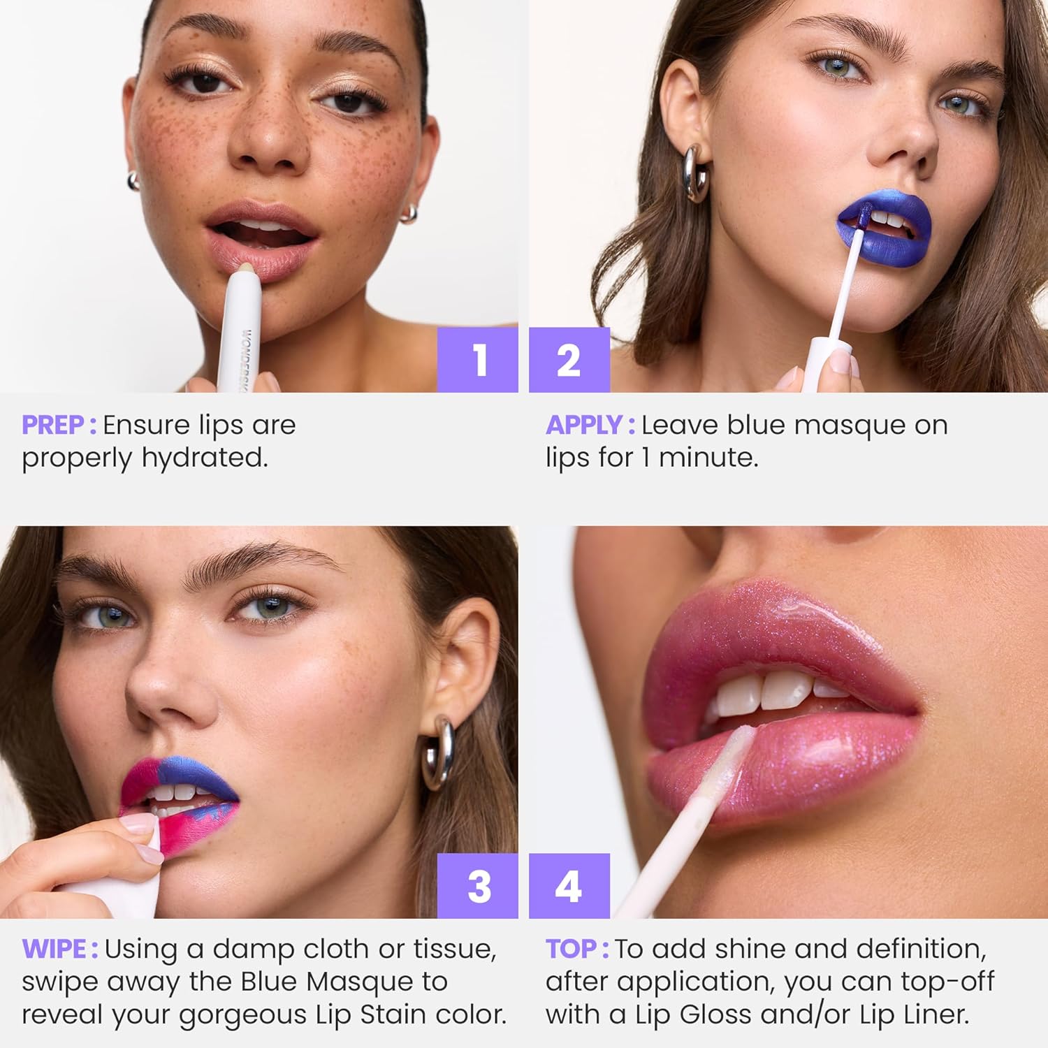Wonderskin Wonder Blading Lip Stain - Long-Lasting, Waterproof Nude Tint | Matte Finish Peel-Off Masque (XOXO)