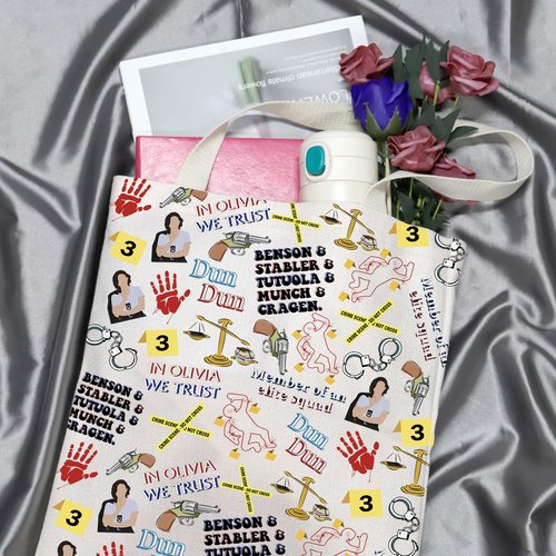 GJTIM Tv Series Fans Gift Zipper Pouch Law Detective Team Tv Show Merchandise Makeup Bag (Law Pattern Tote)