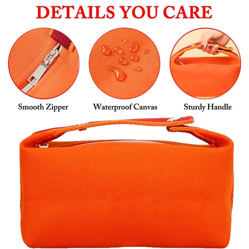 Fammart Travel Makeup Bag, Waterproof Canvas Cosmetic Bag Make Up Organizer Case for Women, Large Toiletry Bag Skincare Pouch for Toiletries Accessories Brushes