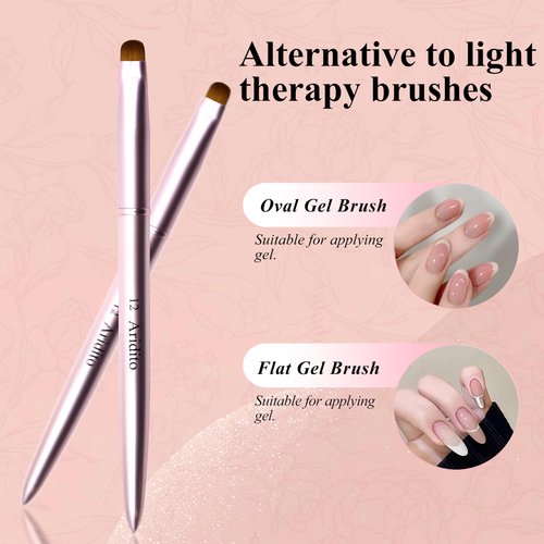 Aridito 4pcs Pink Metal French Nail Brush | Professional French Tip Brush | Nail Clean Up Brush (#10,#12,#14,#16)