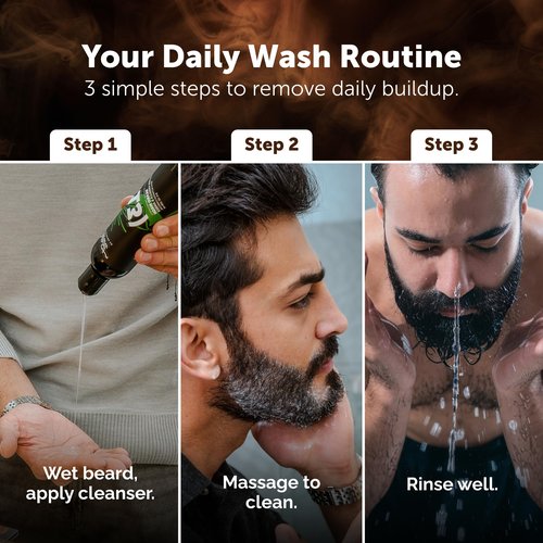 Detroit Grooming Co. Beard Wash - Men's Deeply Cleansing Shampoo for Beards and Mustaches - Aloe Vera and Essential Oils for Refreshing - Cedarwood & Amber Scent - Black Edition - 8oz